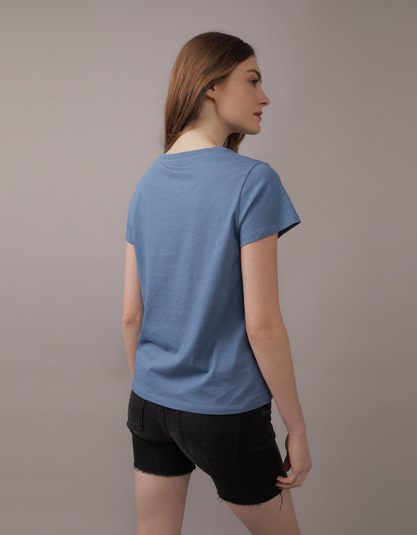 Polo sin Cuello AE gráfica con corte ajustado - Azul