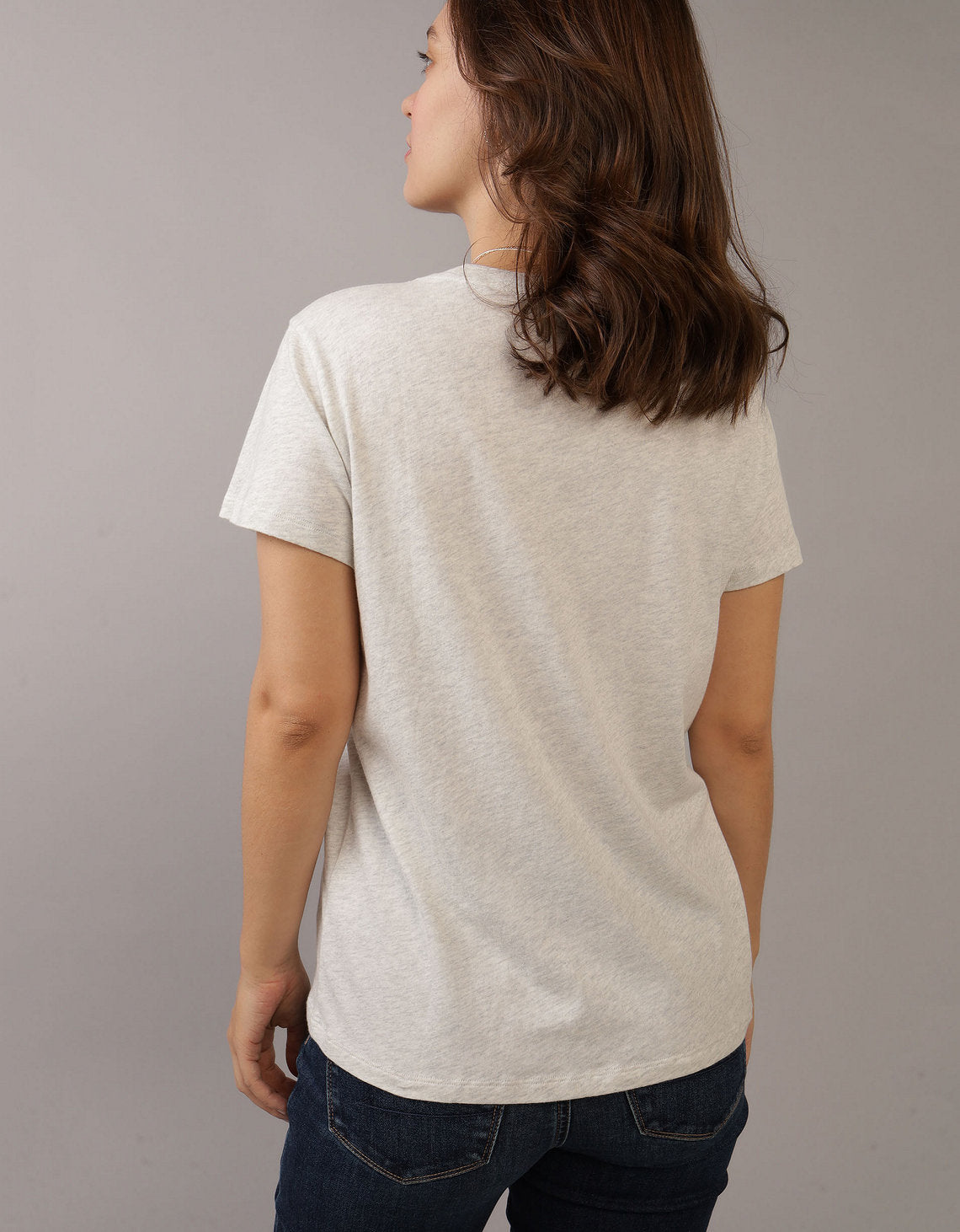 Polo sin Cuello AE con estampado manga corta de mujer - Gris 0300_9593_006_ob