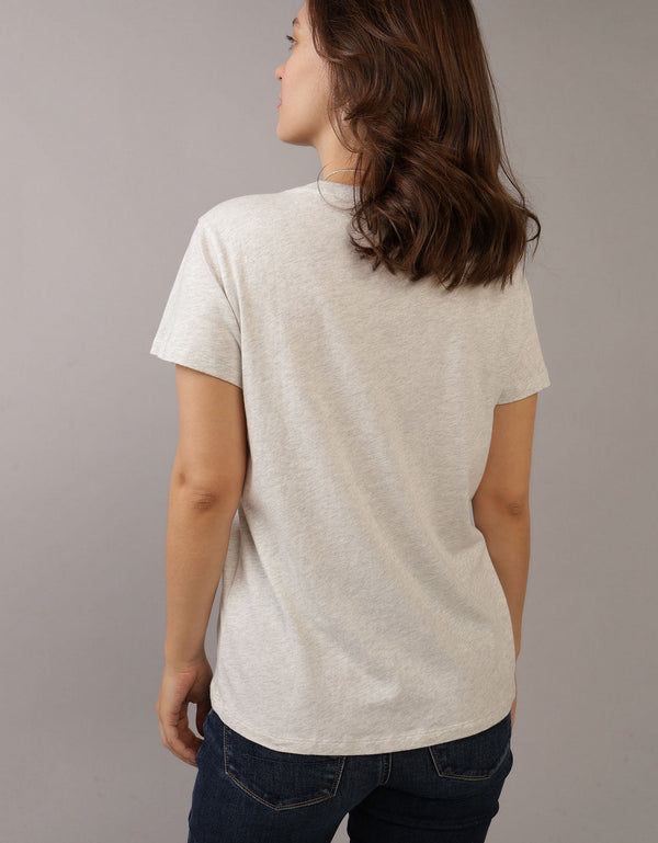 Polo sin Cuello AE con estampado manga corta de mujer - Gris