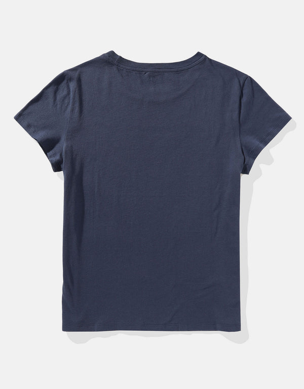 Polo sin Cuello AE con estampado manga corta de mujer - Azul