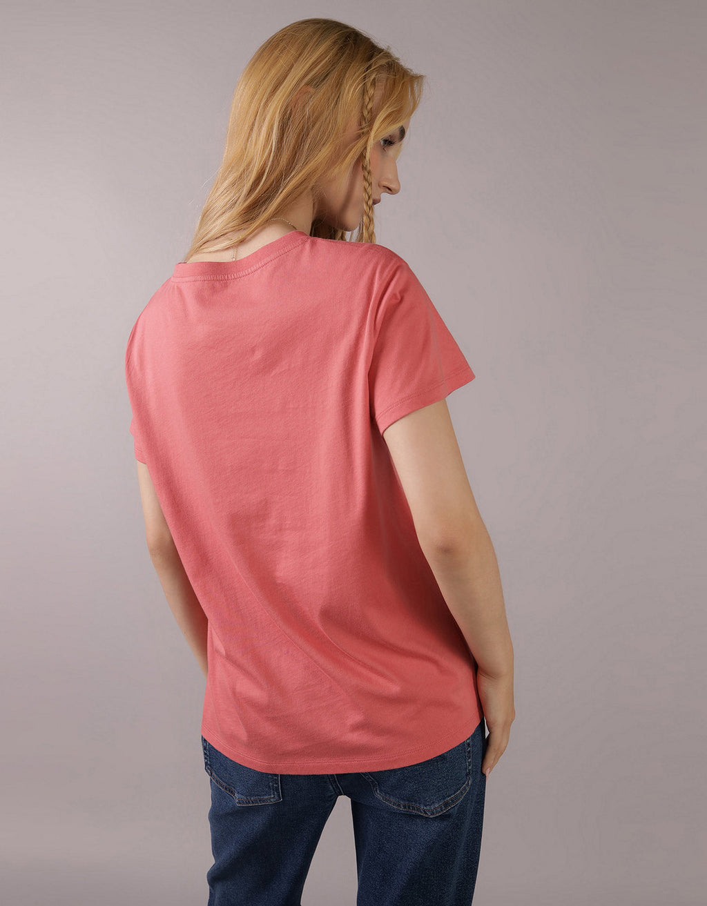 Polo sin Cuello con Gráfico Manga Corta Mujer AE - Rosa 0300_9750_199_ob