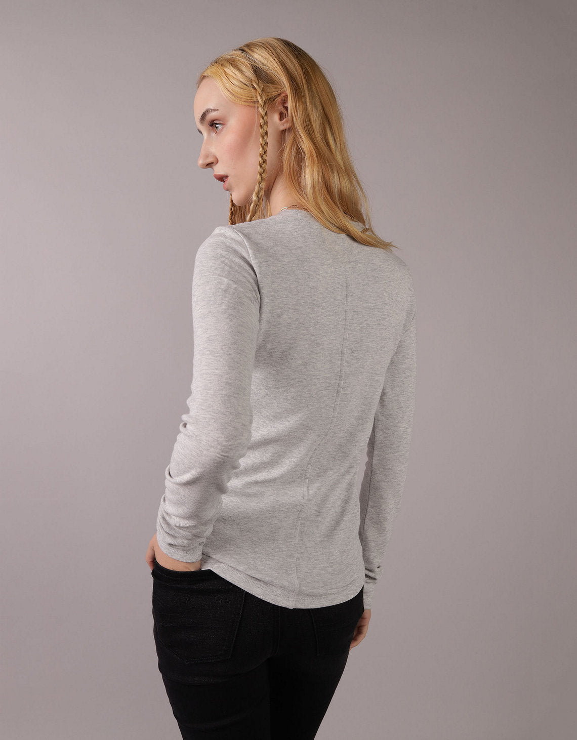 Polo sin Cuello cuello redondo Manga Larga con gráfico Mujer AE - Generico 0300_9751_050_ob