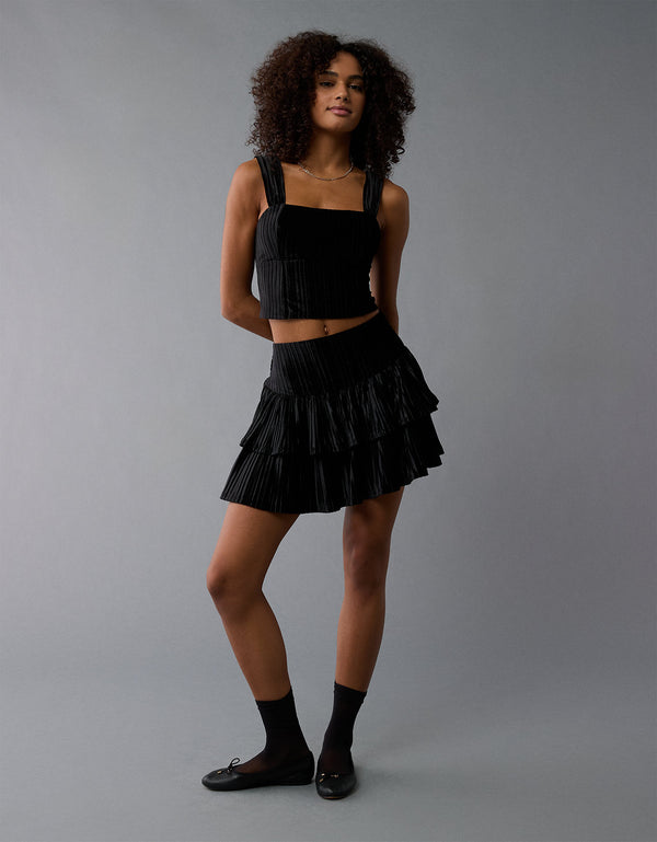 Falda mini de cuadros de cintura alta de Ae - Negro