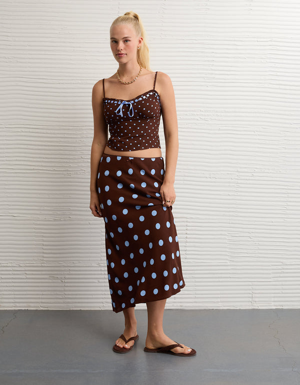 Falda midi de tiro bajo de Ae - Café