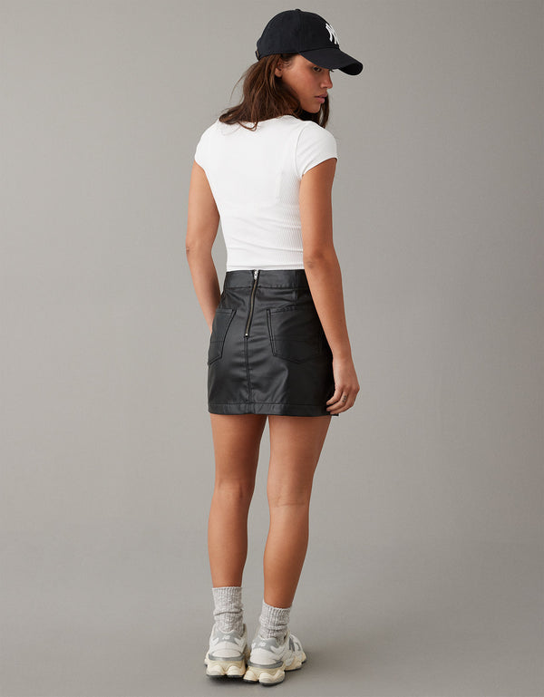 Falda AE corta en material sintético - Negro