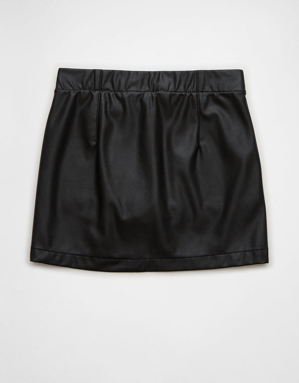Falda de cuero vegano Talle Alto Mujer AE - Negro