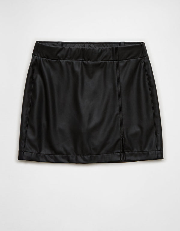Falda de cuero vegano Talle Alto Mujer AE - Negro
