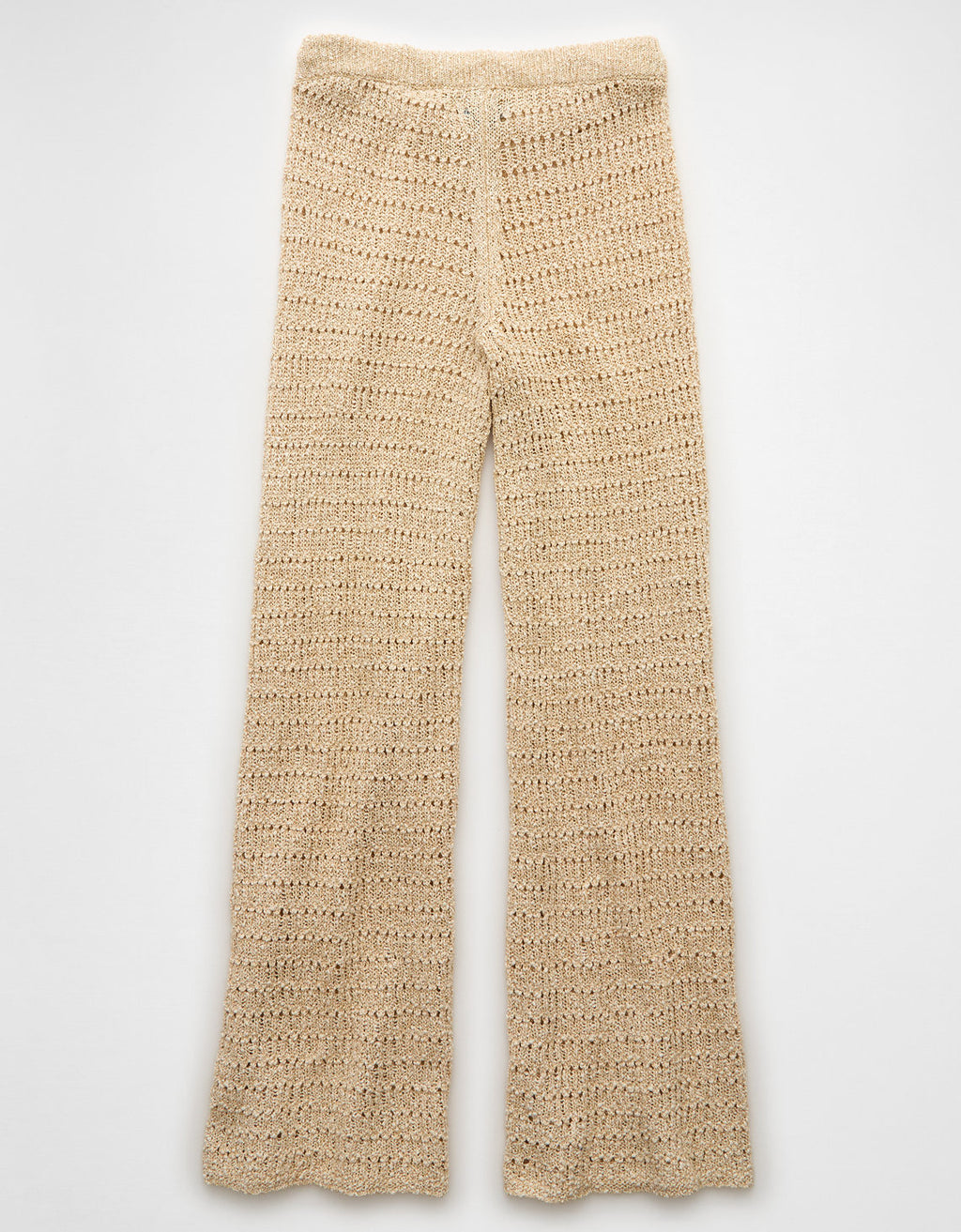 Pantalón acampanado de crochet de cintura alta de AE - Beige 0316_5395_676_b