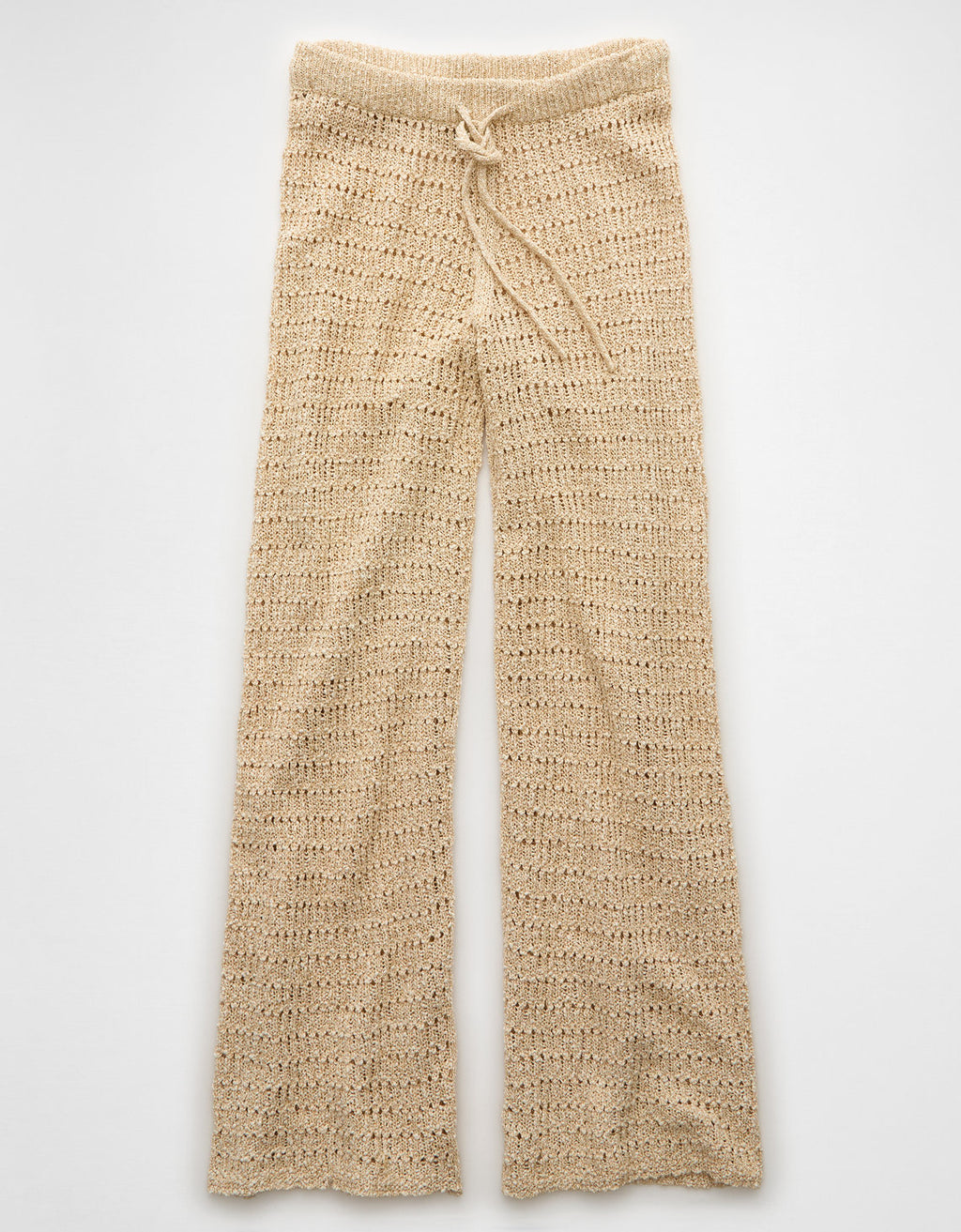 Pantalón acampanado de crochet de cintura alta de AE - Beige 0316_5395_676_f
