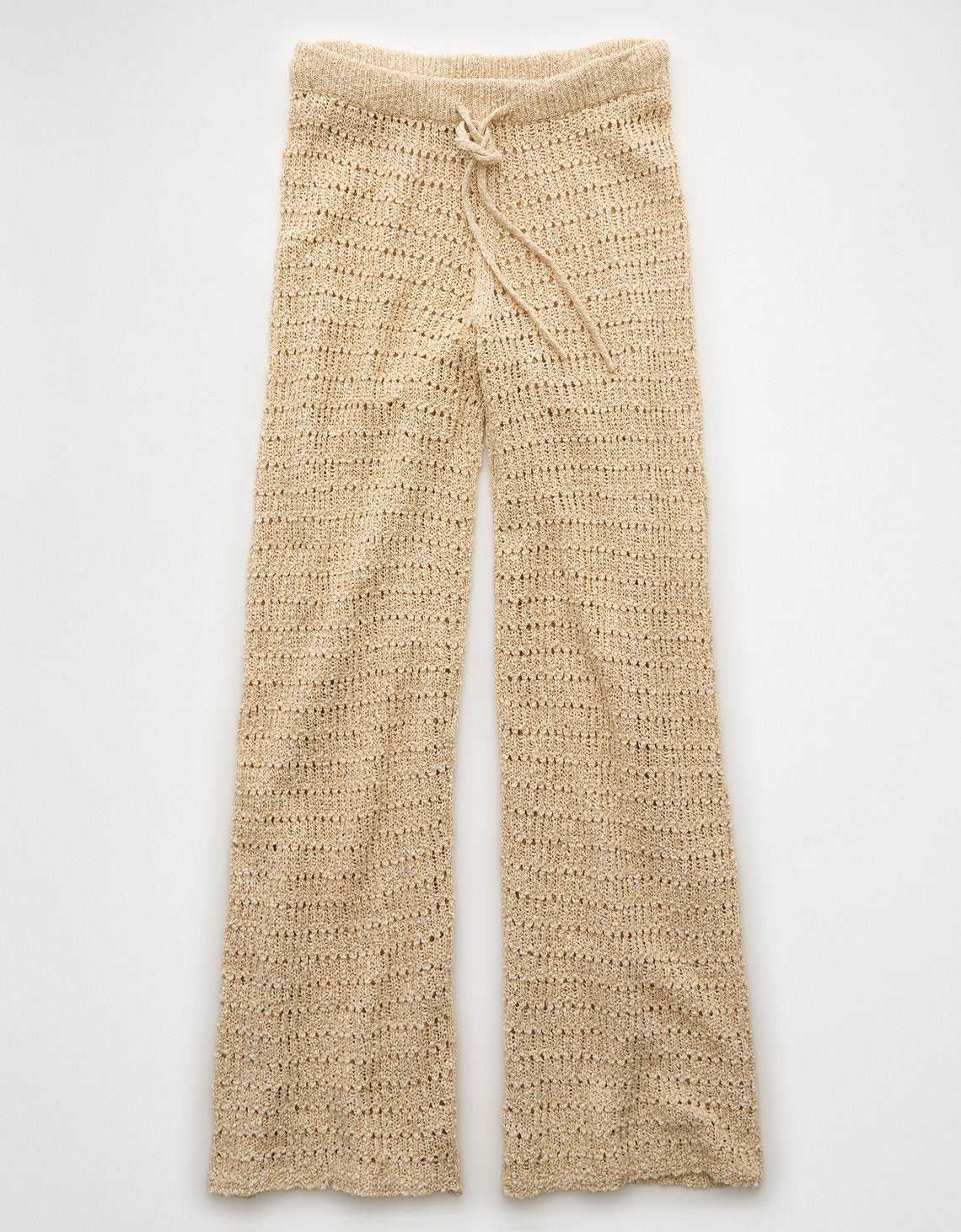 Pantalón acampanado de crochet de cintura alta de AE - Beige 0316_5395_676_f