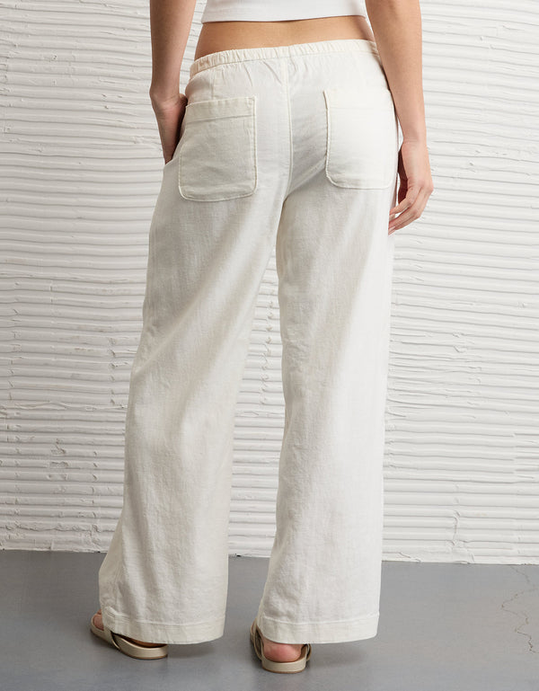 Pantalón Pull-On de lino de tiro bajo Ae - Blanco