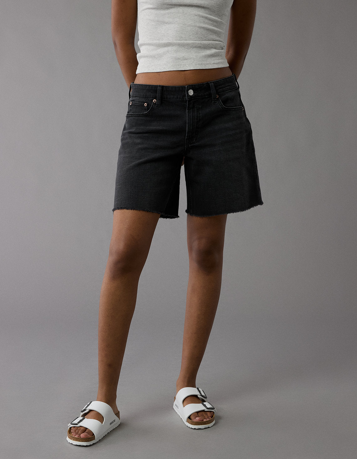 Ae Dreamy Drape Stretch 8 Jort holgado de tiro bajo - Negro 0331_8160_001_of