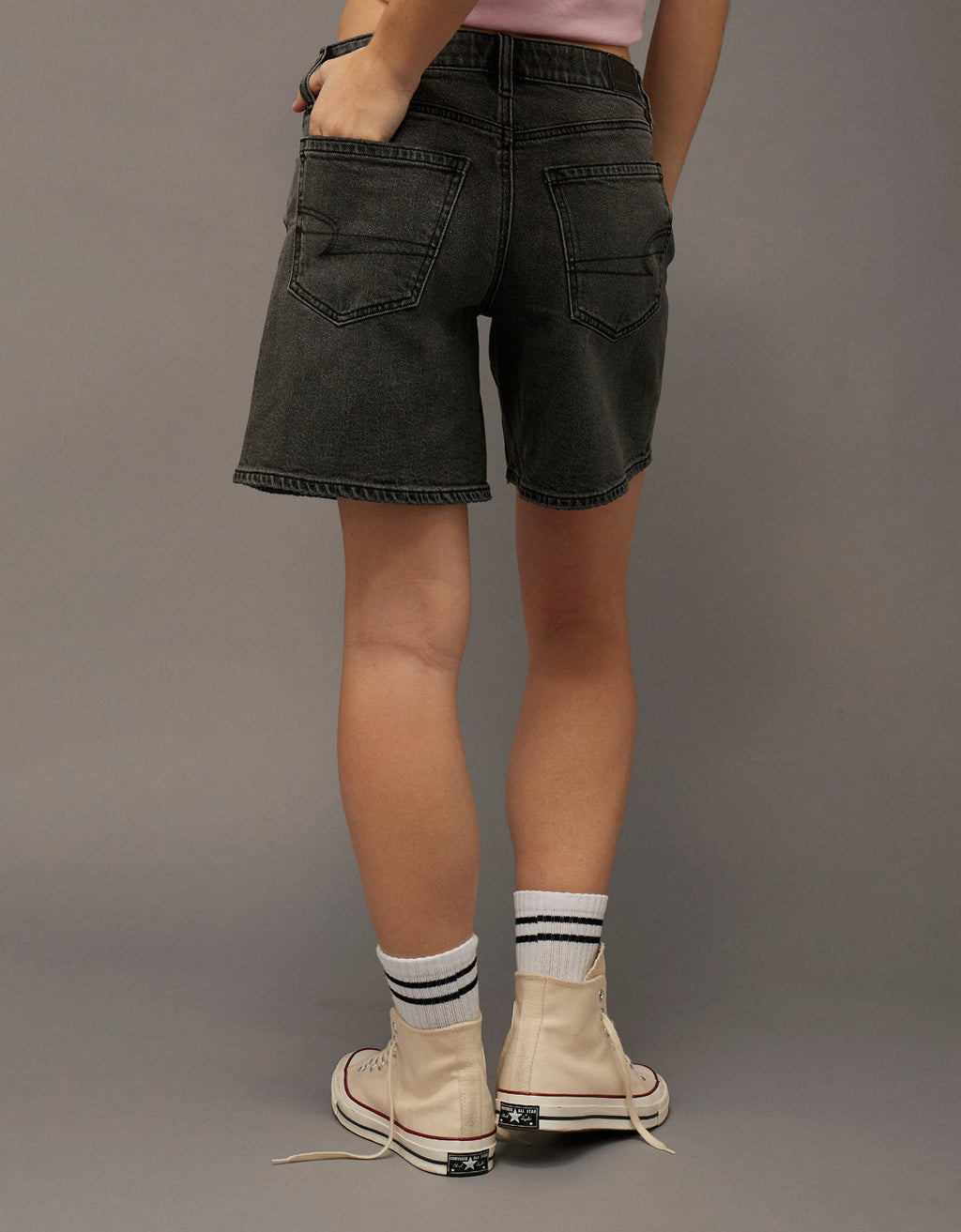 Jort Baggy tiro bajo de 8 pulgadas Ae - Negro 0331_8681_081_ob