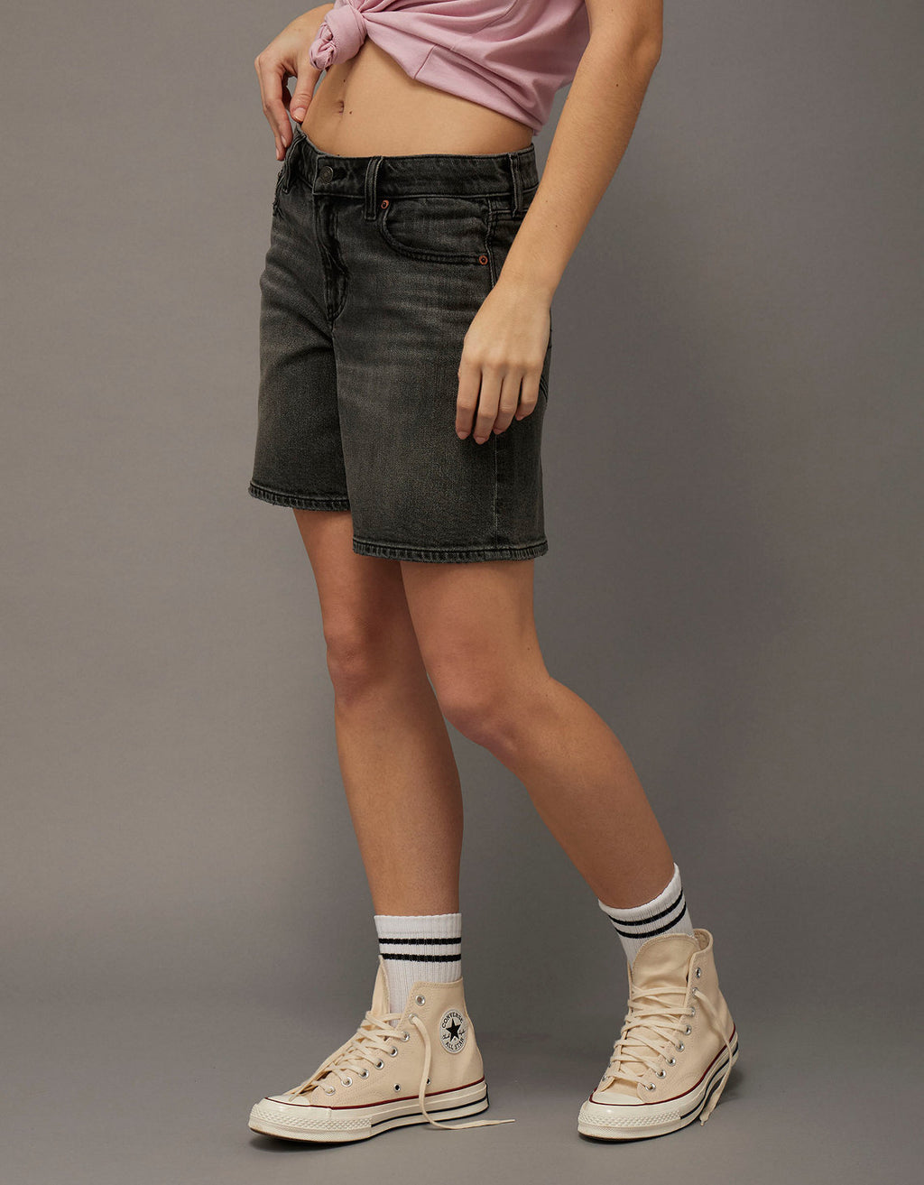 Jort Baggy tiro bajo de 8 pulgadas Ae - Negro 0331_8681_081_of