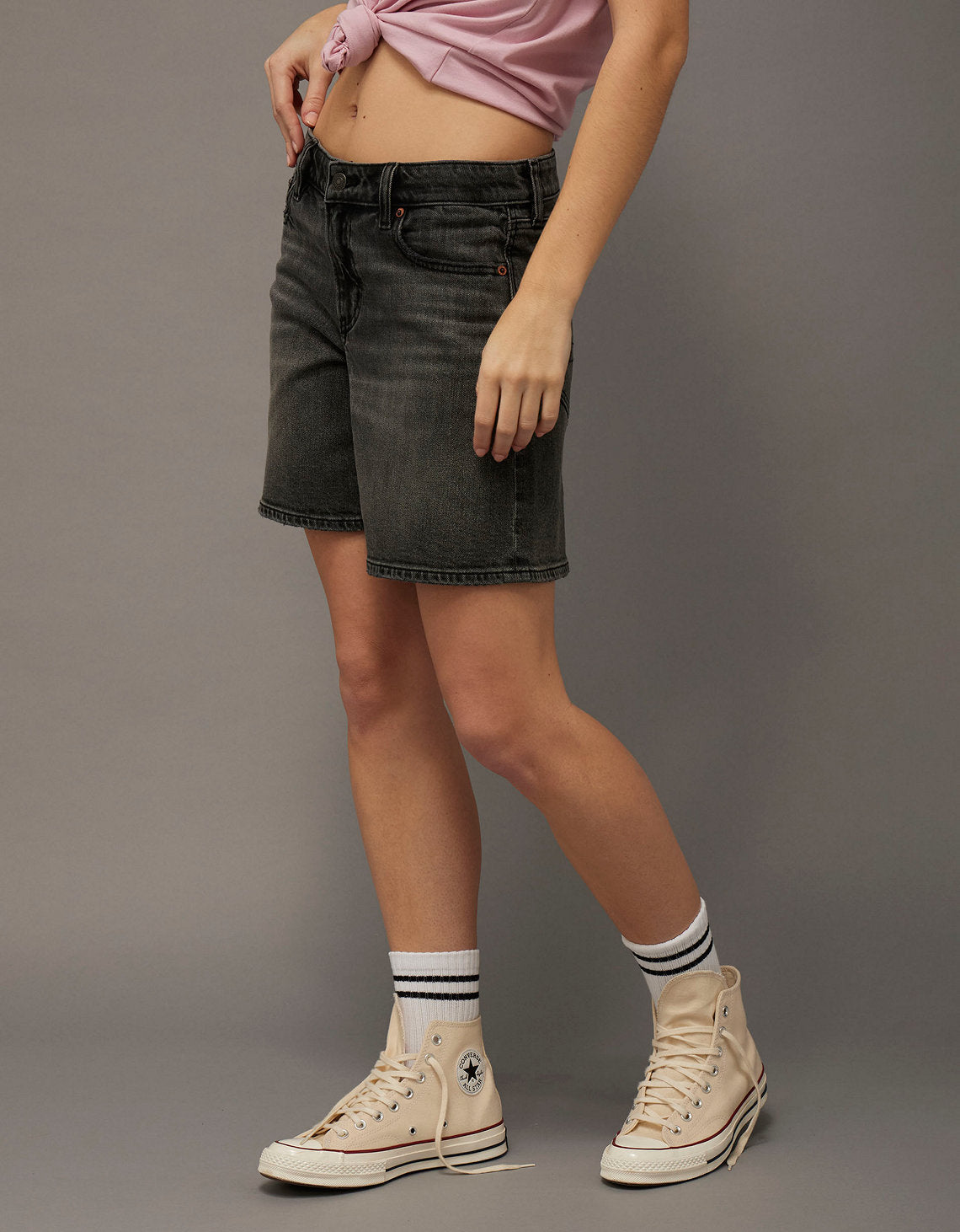 Jort Baggy tiro bajo de 8 pulgadas Ae - Negro 0331_8681_081_of