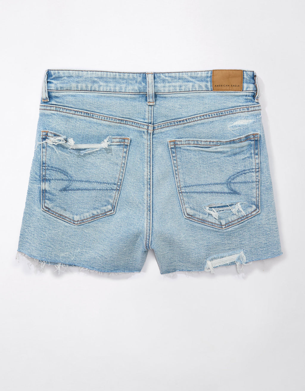 Short Mom AE en denim con rotos para mujer - Azul 0338_7728_910_b