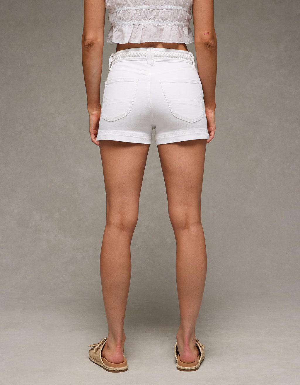 Short de mamá de mezclilla elástica Ae - Blanco 0338_8141_100_ob