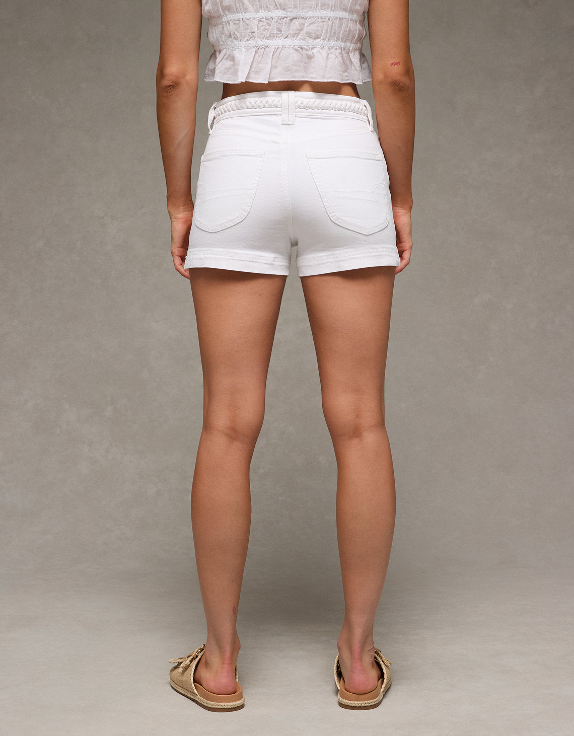 Short de mamá de mezclilla elástica Ae - Blanco 0338_8141_100_ob