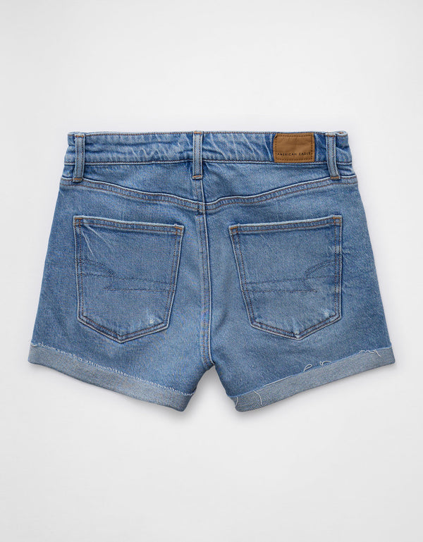 Short de mamá de mezclilla elástica Ae - Azul