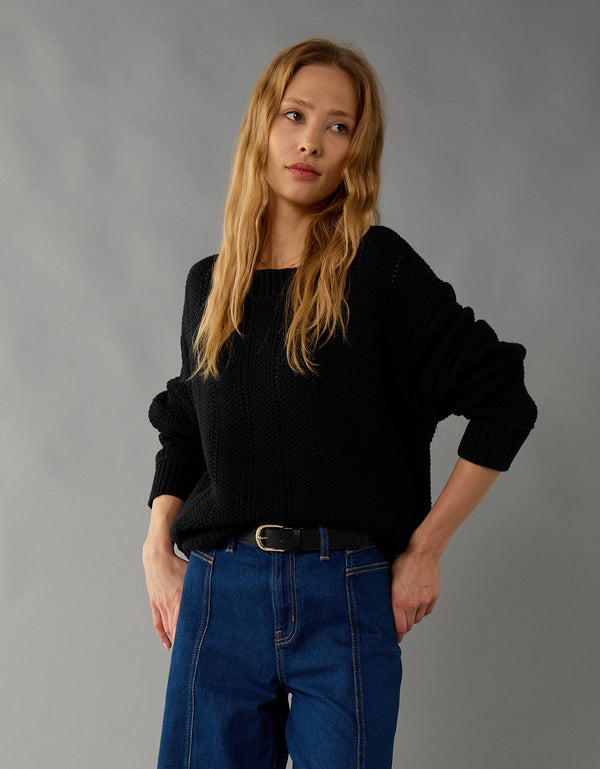 Tejido Pullover Long-Weekend Ae - Negro