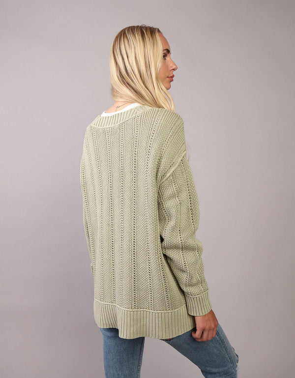 Tejido Oversized de Cuello Redondo Ae - Verde