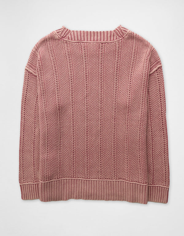 Tejido Oversized de Cuello Redondo Ae - Rosa