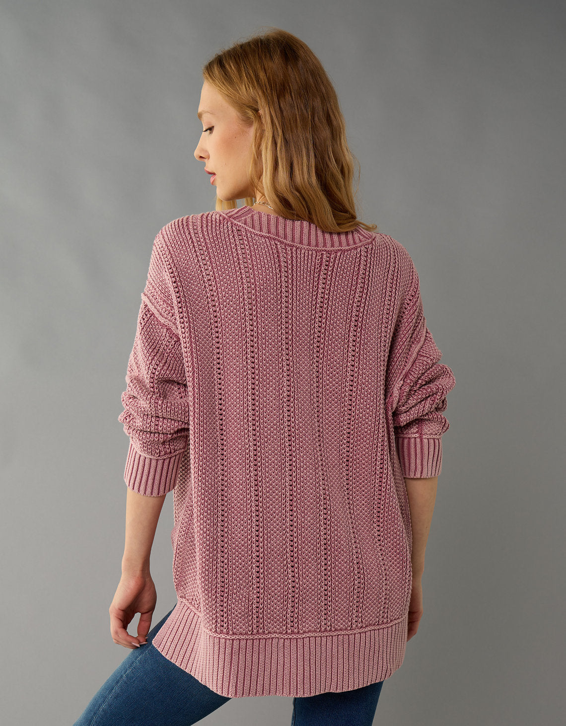 Tejido Oversized de Cuello Redondo Ae - Rosa 0348_1652_615_ob