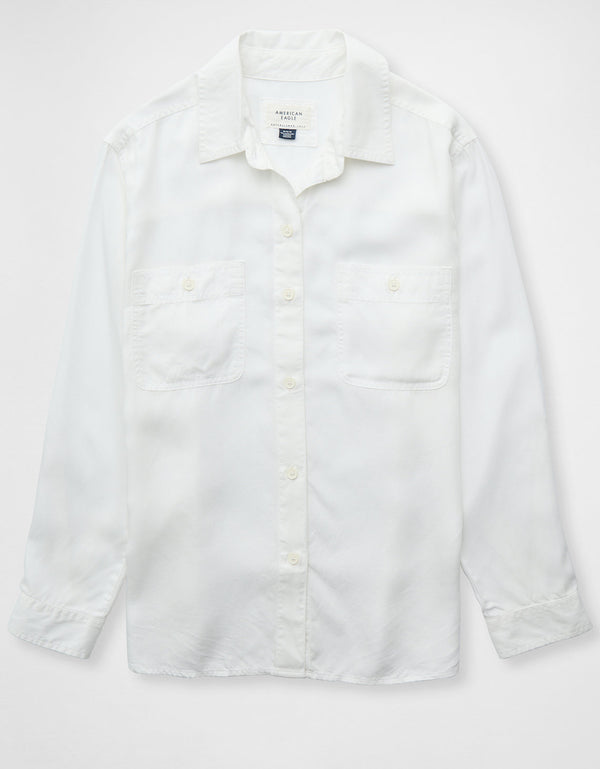 Camisa manga larga de botones de mujer AE - Blanco