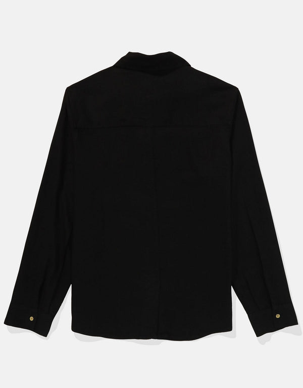 Camisa manga larga de botones de mujer AE - Negro