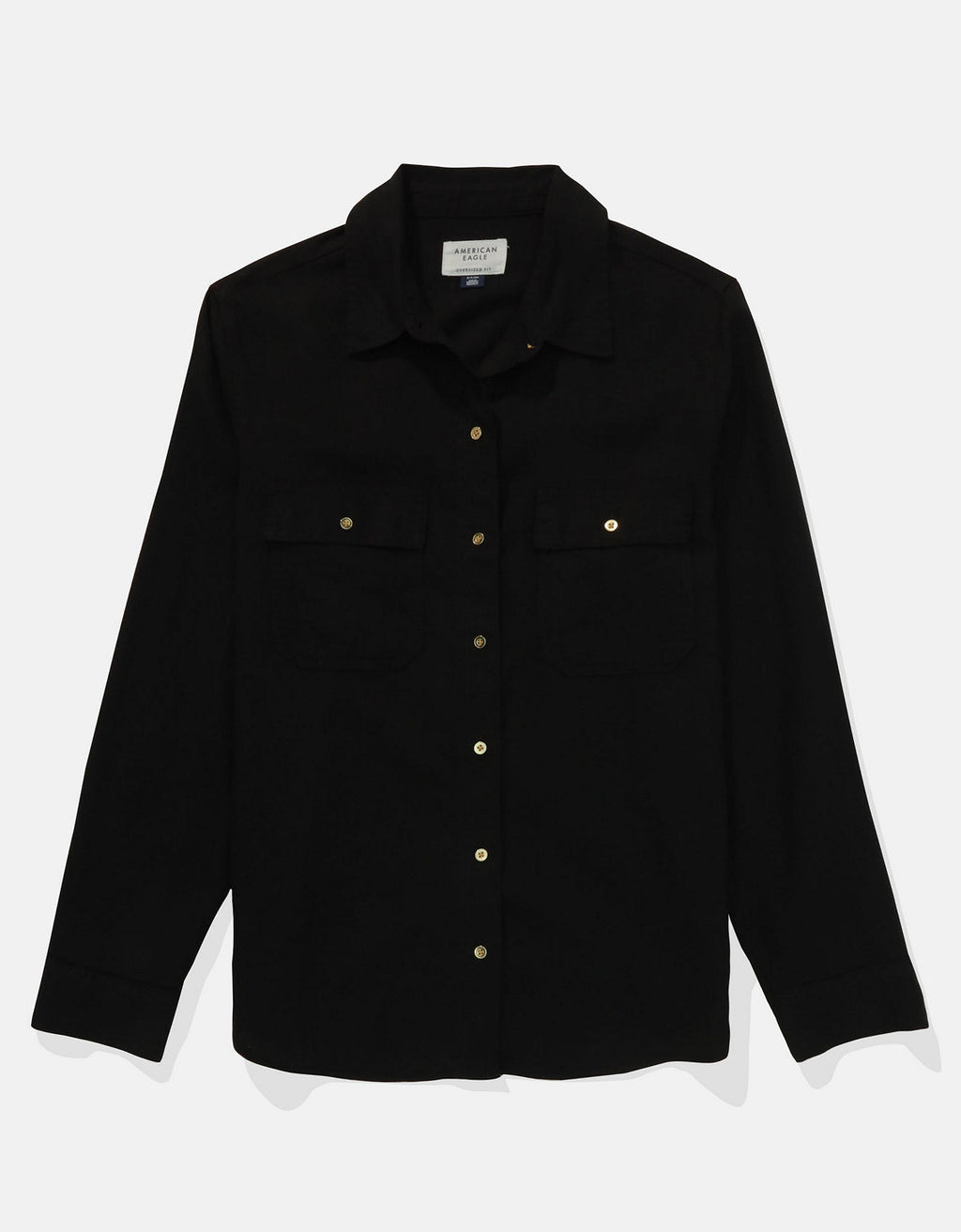 Camisa manga larga de botones de mujer AE - Negro 0355_6127_001_f