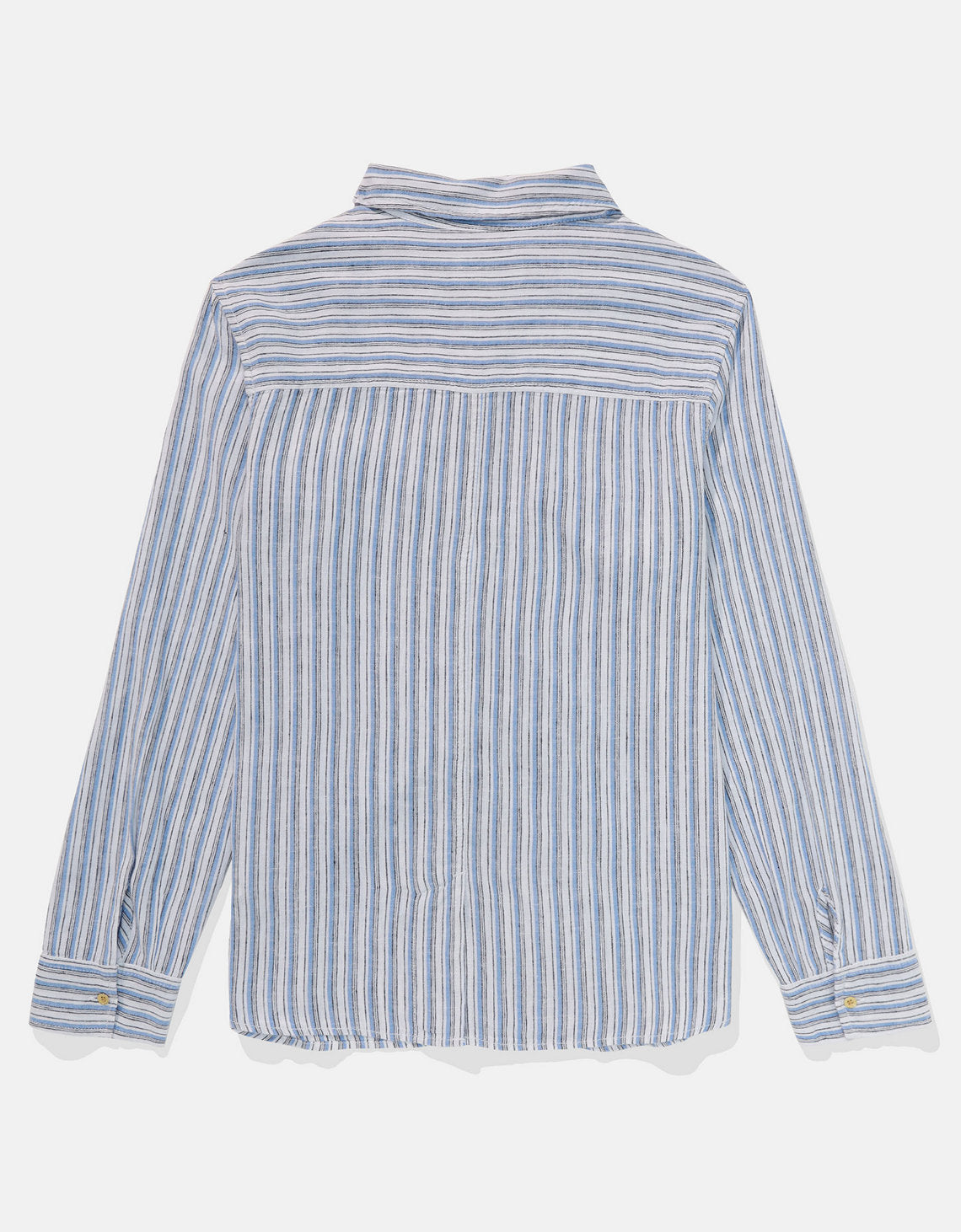 Camisa de Lino Manga Larga de Rayas Ae - Azul 0355_6146_400_b