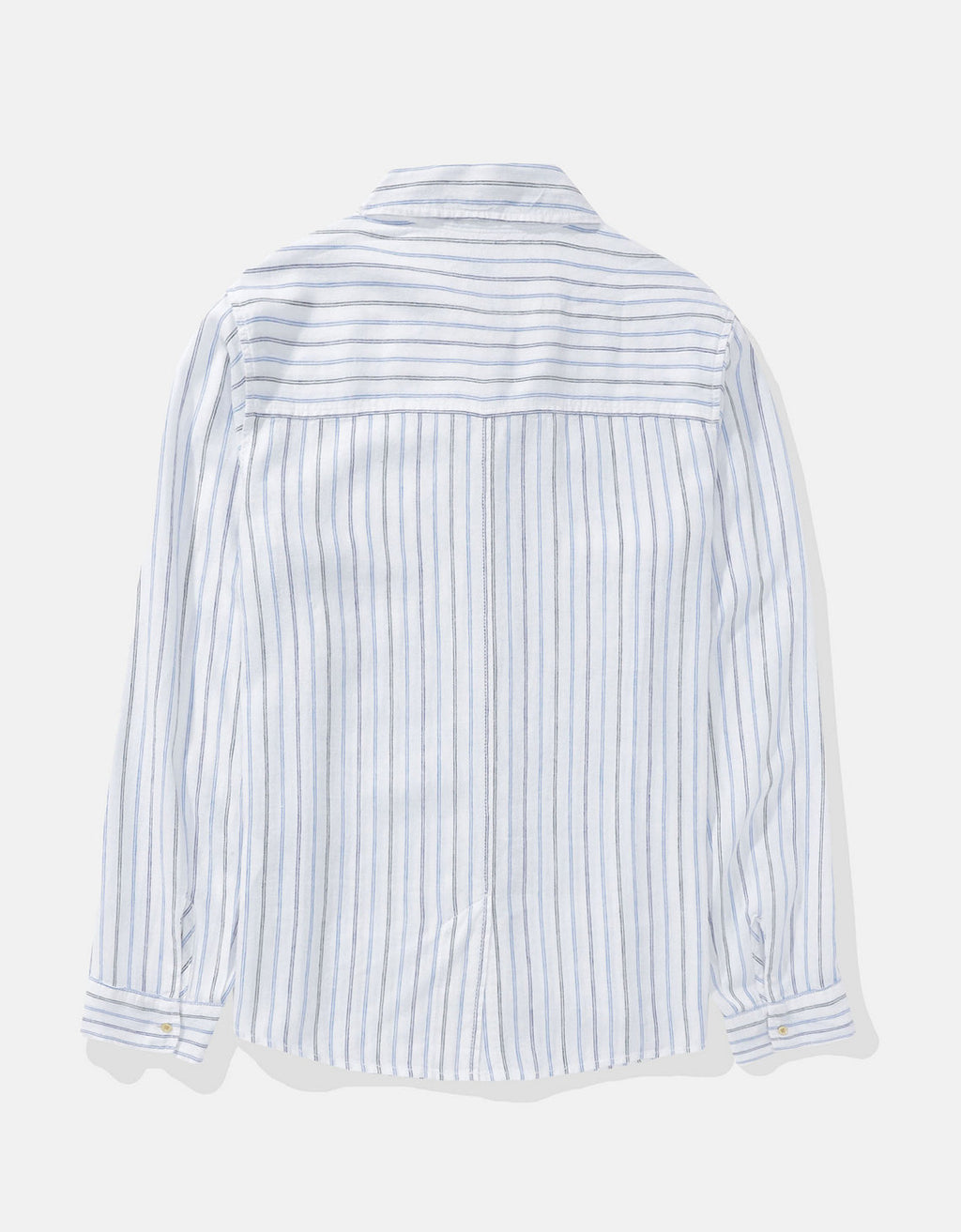 Camisa de Lino Manga Larga de Rayas Ae - Azul 0355_6146_895_b