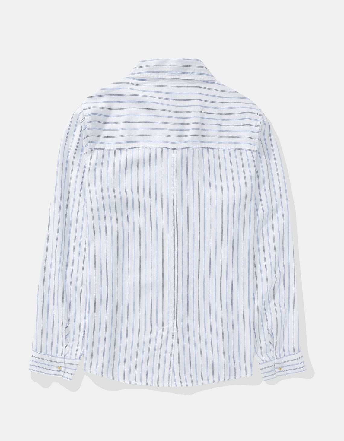 Camisa de Lino Manga Larga de Rayas Ae - Azul 0355_6146_895_b