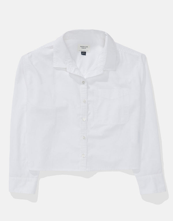 Camisa Abotonada Perfecta Recortada Ae - Blanco