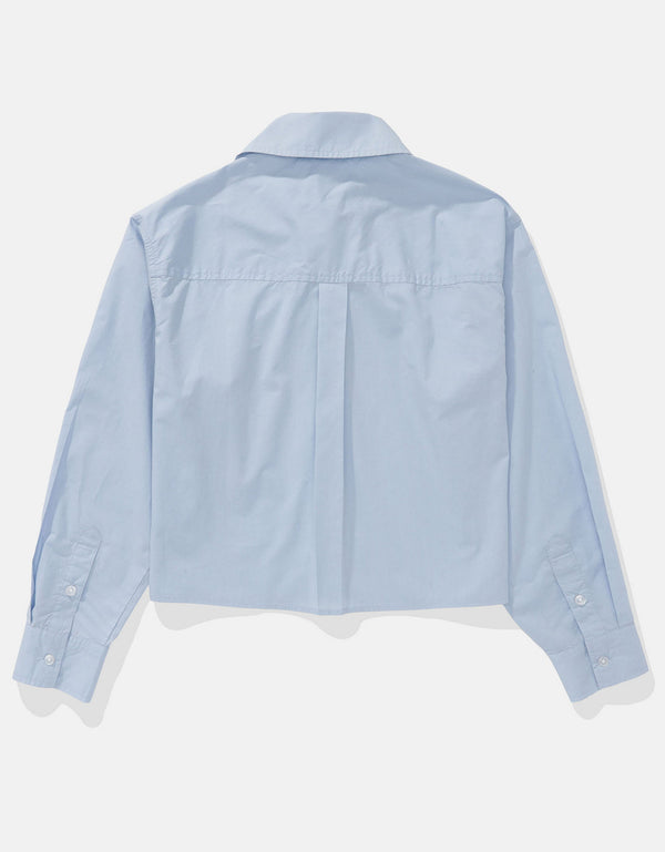 Camisa Abotonada Perfecta Recortada Ae - Azul