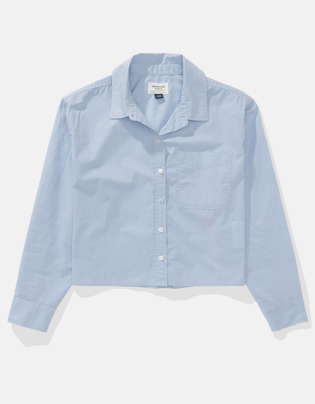 Camisa Abotonada Perfecta Recortada Ae - Azul 0355_6409_401_f