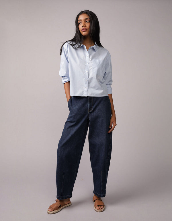 Camisa Abotonada Perfecta Recortada Ae - Azul