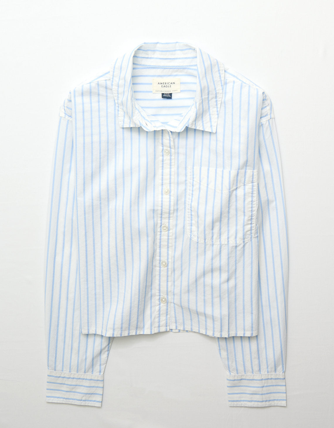 Camisa Cropped de Botones Ae - Azul 0355_6410_400_f