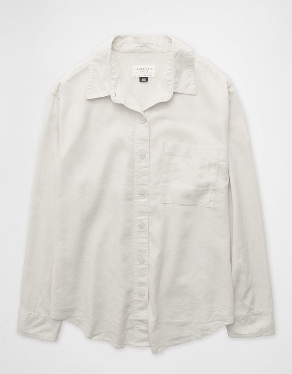 Camisa de Lino Oversized Ae - Blanco