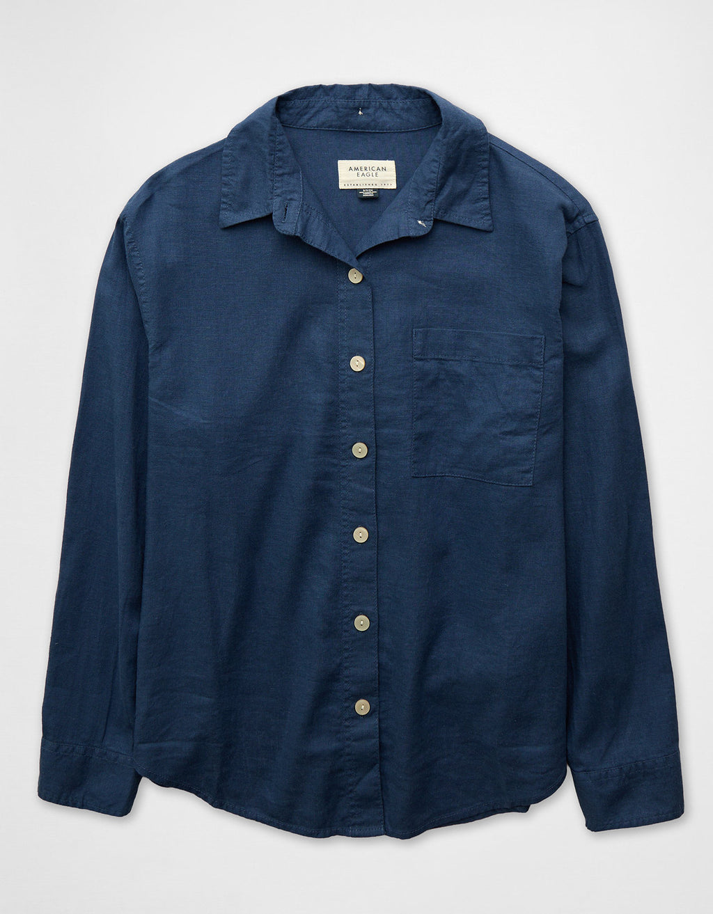 Camisa de Lino Oversized Ae - Azul 0355_6683_911_f