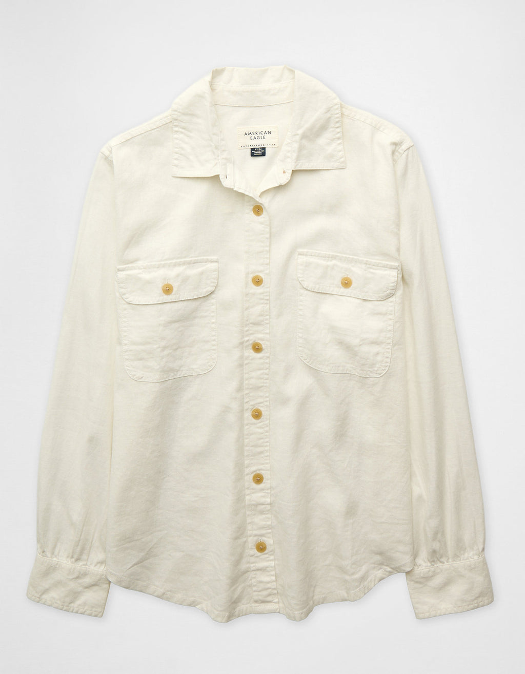 Camisa en lino manga larga con botones Ae - Blanco 0355_6743_139_f