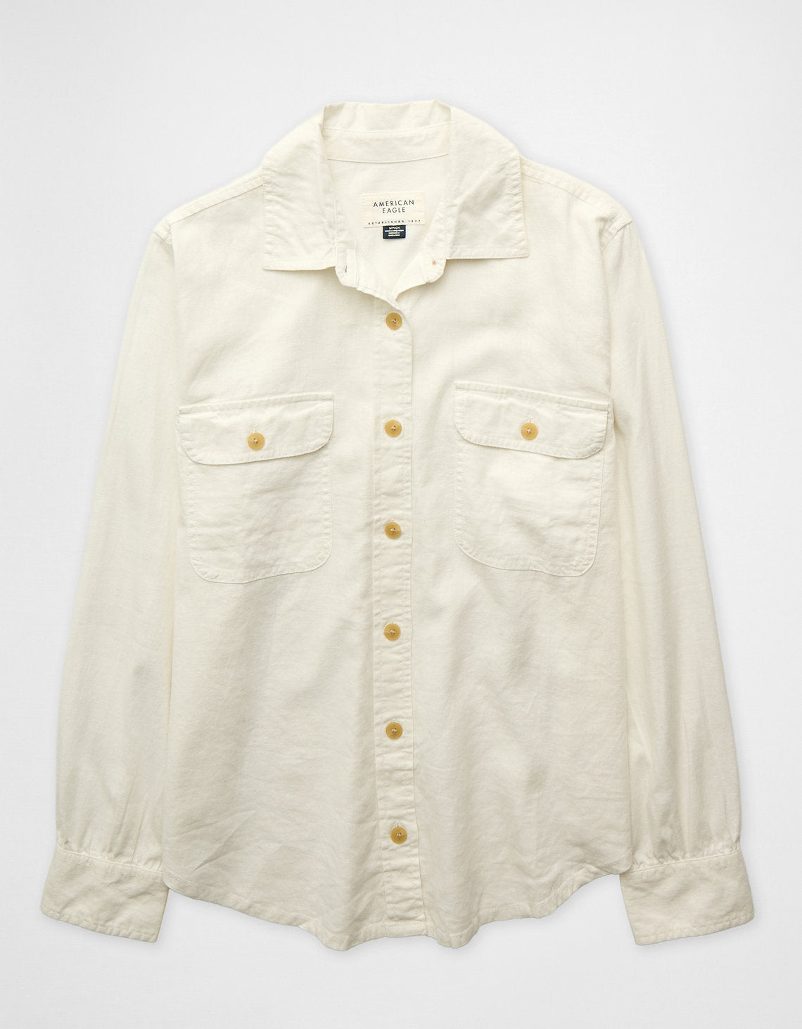Camisa en lino manga larga con botones Ae - Blanco 0355_6743_139_f