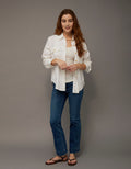 Camisa en lino manga larga con botones Ae - Blanco 0355_6743_139_of
