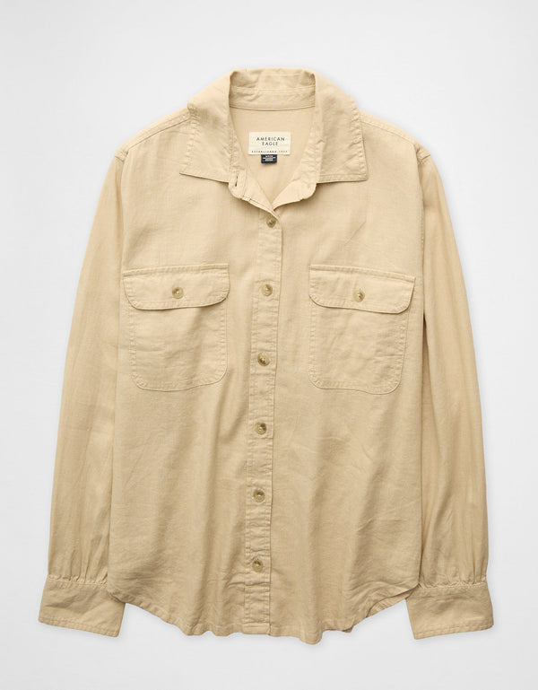 Camisa en lino manga larga con botones Ae - Generico