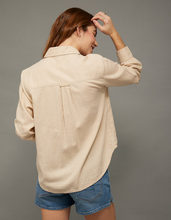Camisa en lino manga larga con botones Ae - Generico