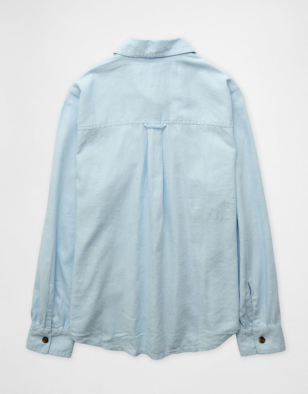Camisa en lino manga larga con botones Ae - Azul 0355_6743_401_b