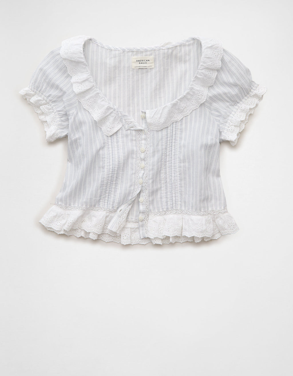 Blusa abotonada Ae Schiffli - Blanco 0358_6594_100_f