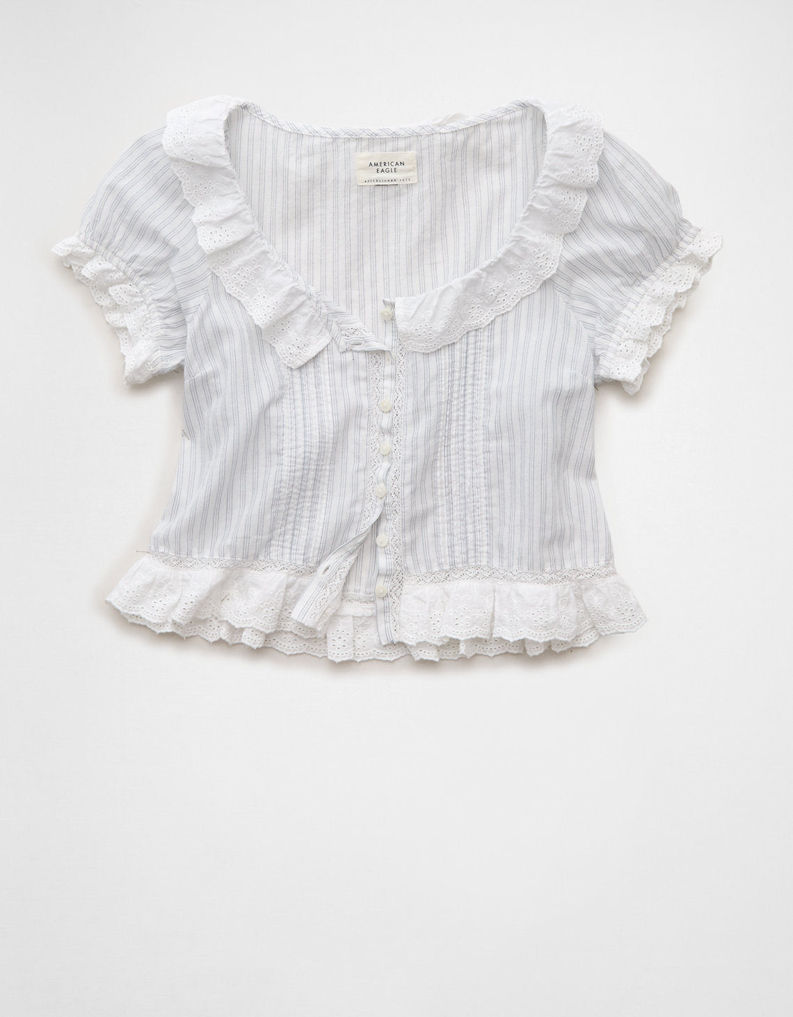 Blusa abotonada Ae Schiffli - Blanco 0358_6594_100_f