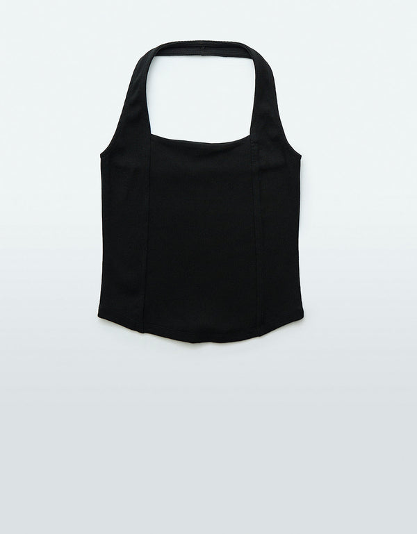 Top de tirantes estilo corsé - Negro