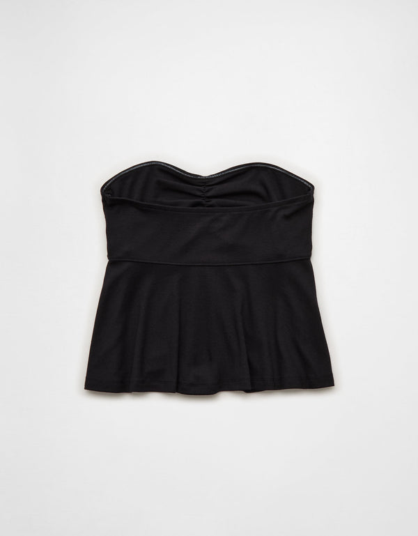 Camiseta strapless con escote Ae - Negro